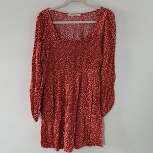 Liberty Love Orange Animal Print Long-Sleeve Mini Dress